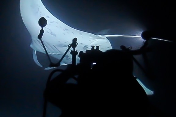 a man in a dark room